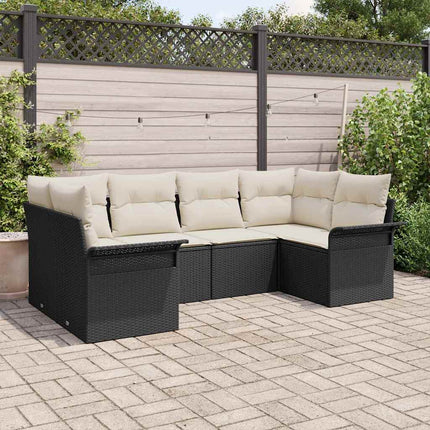 Havesofa Sæt 6 stk. Sort Poly rattan