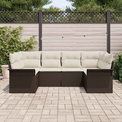 Havesofa Sæt 6 stk. Brun Poly rattan