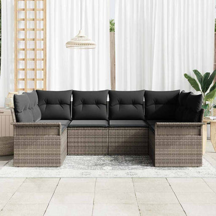Havesofa Sæt 6 stk. Grå Poly rattan