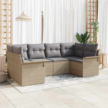 Havesofa Sæt 6 stk. Beige Poly rattan