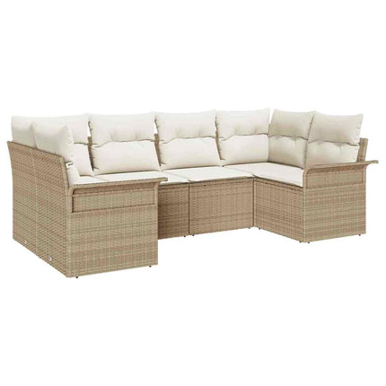 Havesofa Sæt 6 stk. Beige Poly rattan