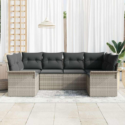 Havesofa Sæt 6 stk. Lysegrå Poly rattan