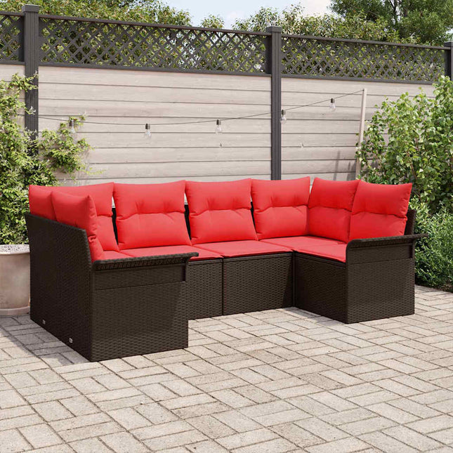 Havesofa Sæt med opbevaring 6 pcs Brun Poly rattan