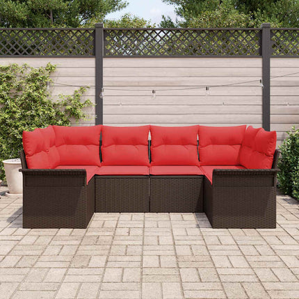 Havesofa Sæt med opbevaring 6 pcs Brun Poly rattan