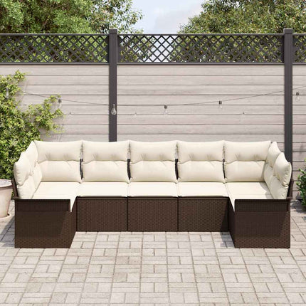 Havesofa Sæt 7 stk. Brun Poly rattan