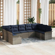 Havesofa Sæt med opbevaring 9 pcs Lysegrå polyrattan