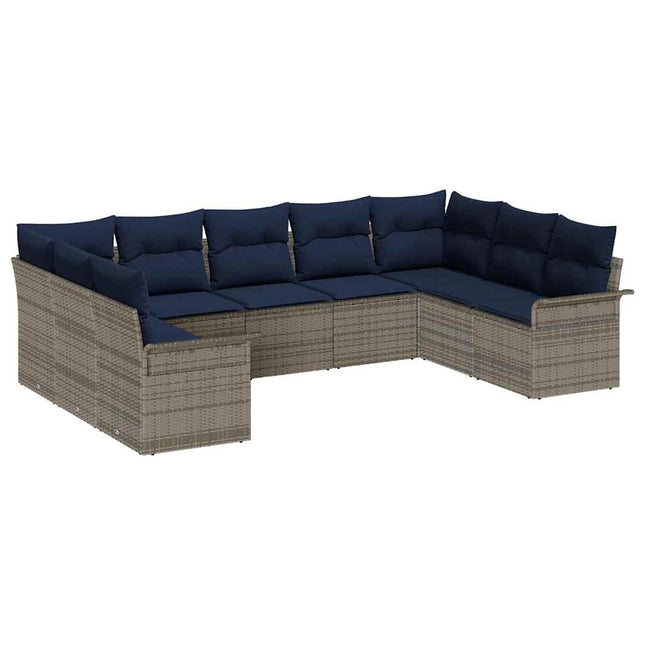 Havesofa Sæt med opbevaring 9 pcs Lysegrå polyrattan