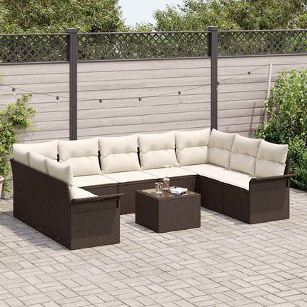 Havesofa Sæt med opbevaring 10 pcs Grå polyrattan
