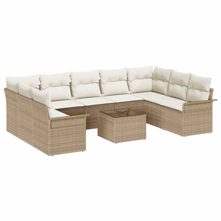 Havesofa Sæt 10 stk. Brun polyrattan