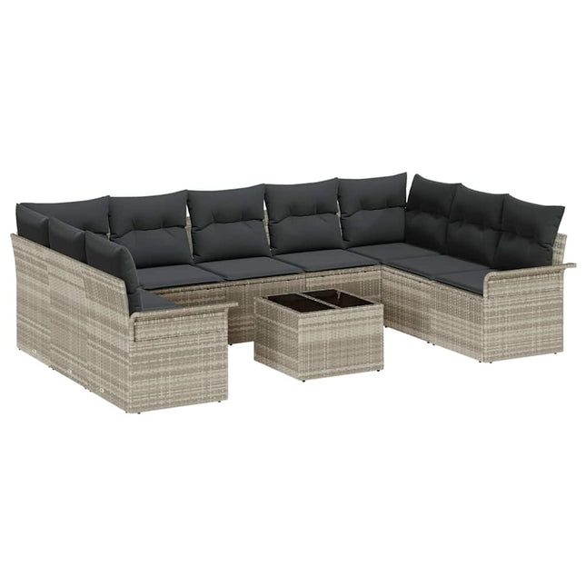 Havesofa Sæt 10 stk. Grå polyrattan