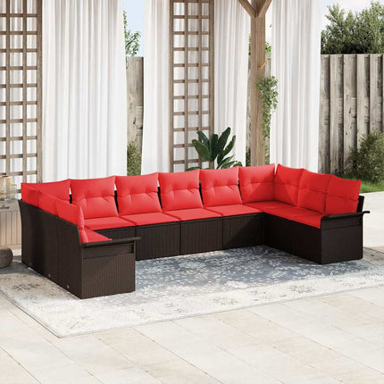 Havesofa Sæt med opbevaring 10 pcs Beige polyrattan
