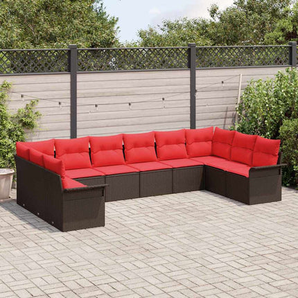 Havesofa Sæt med opbevaring 10 pcs Beige polyrattan