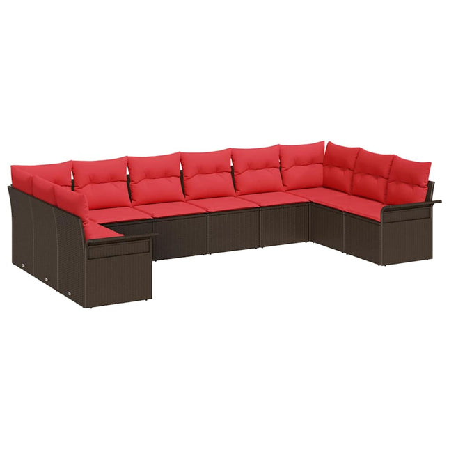 Havesofa Sæt med opbevaring 10 pcs Beige polyrattan