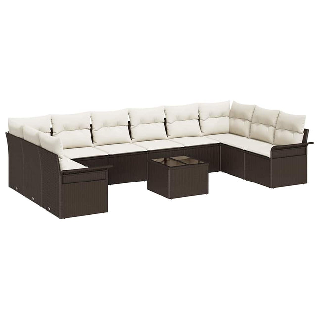Havesofa Sæt med opbevaring 11 pcs Grå polyrattan