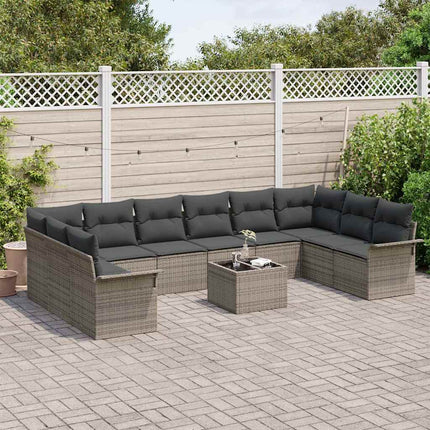 Havesofa Sæt med opbevaring 11 pcs Sort polyrattan