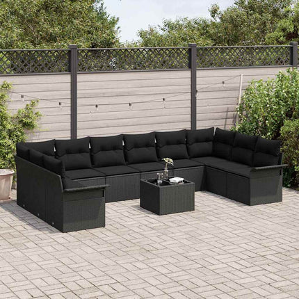 Havesofa Sæt med pude med opbevaring 11 pcs Beige Poly rattan