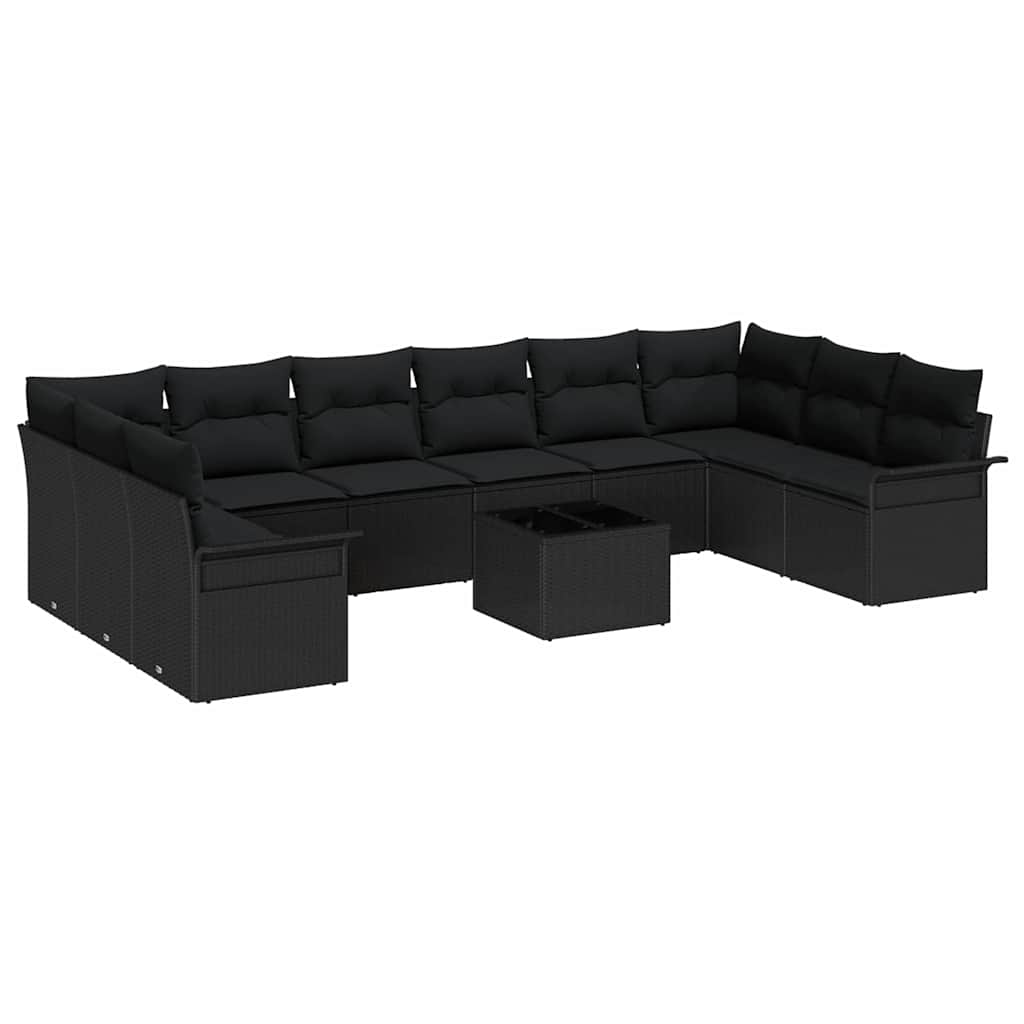 Havesofa Sæt med pude med opbevaring 11 pcs Beige Poly rattan