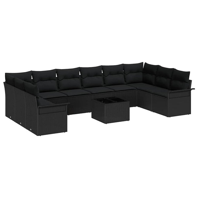 Havesofa Sæt med pude med opbevaring 11 pcs Beige Poly rattan