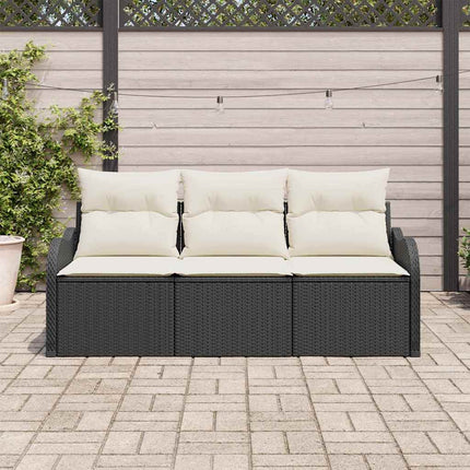Havesofa Sæt 3 stk. Sort Poly rattan