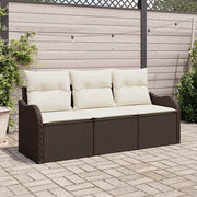 Havesofa Sæt med opbevaring 3 pcs Brun Poly rattan