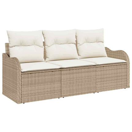 Havesofa Sæt 3 stk. Beige Poly rattan