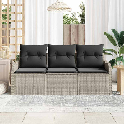 Havesofa Sæt 3 stk. Lysegrå Poly rattan