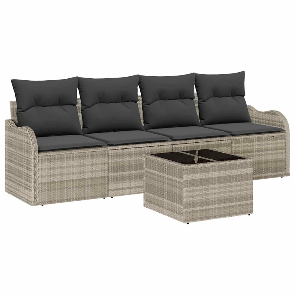 Havesofa Sæt med pude med opbevaring 5 pcs Lysegrå og mørkegrå