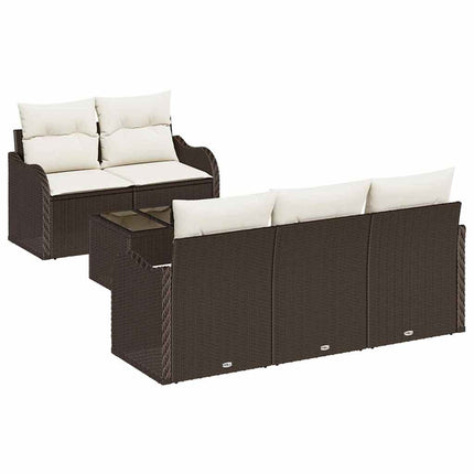 Havesofa Sæt 6 stk. 5-Antal sæder Brun og Creme polyrattan