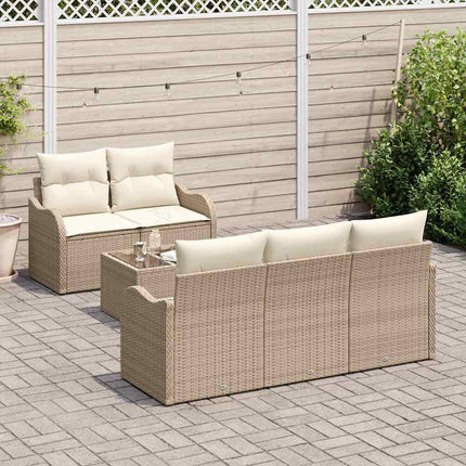 Havesofa Sæt 6 stk. 5-Antal sæder Beige og creme polyrattan