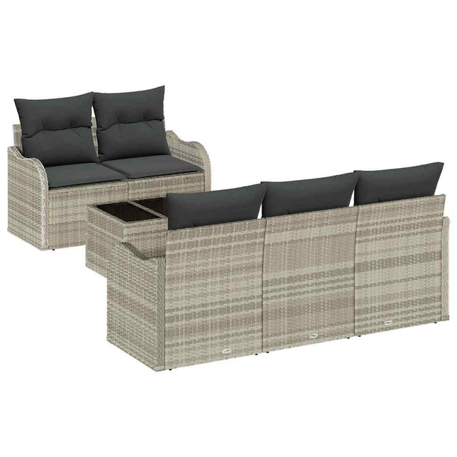 Havesofa Sæt med pude med opbevaring 6 pcs Lysegrå og mørkegrå