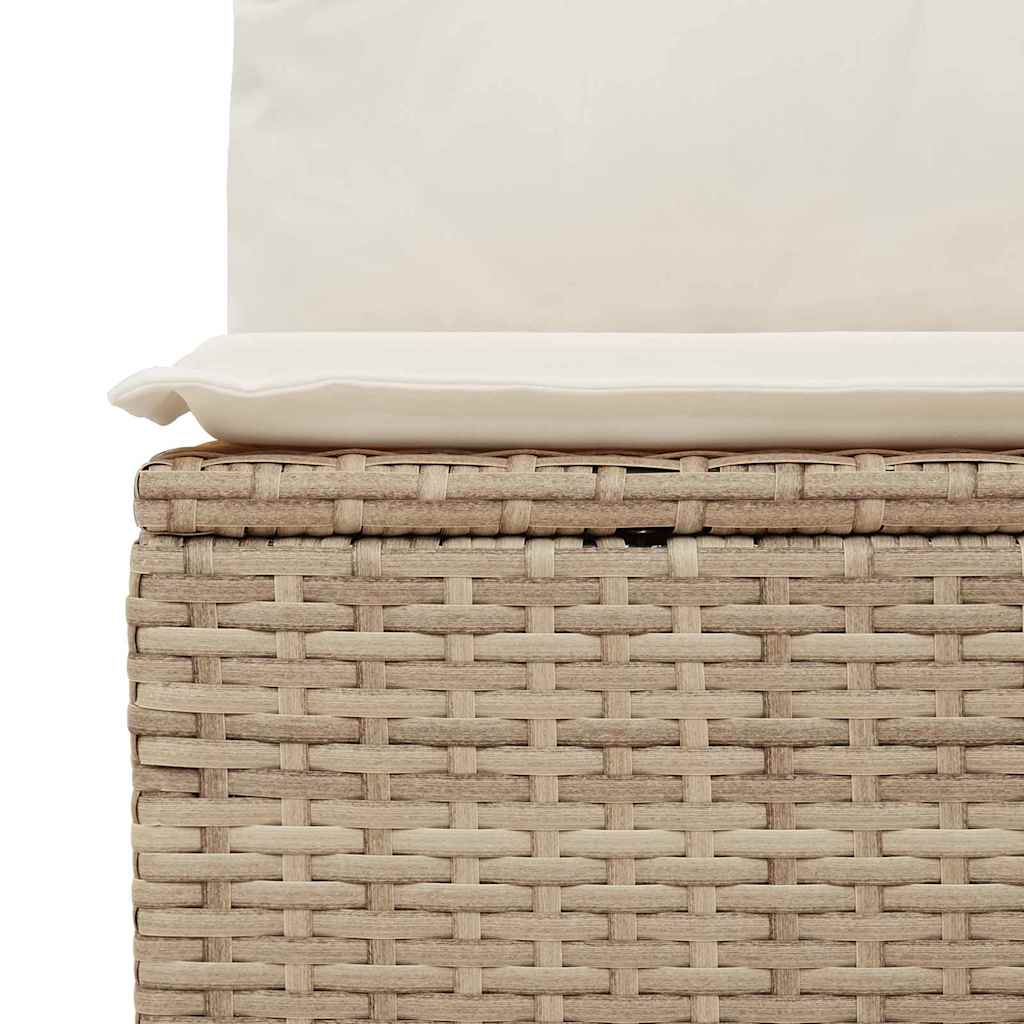 Havesofa Sæt 8 pcs Beige og creme Poly Rattan og Stål og Glas