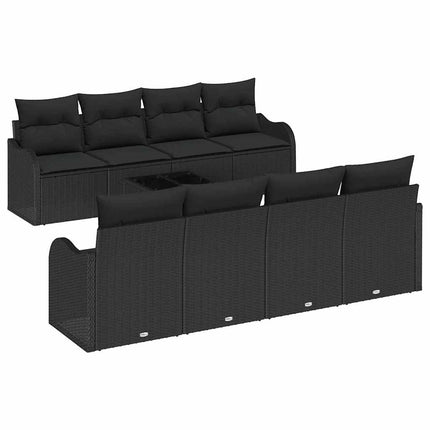 Havesofa Sæt 9 stk. 8-Antal sæder Sort