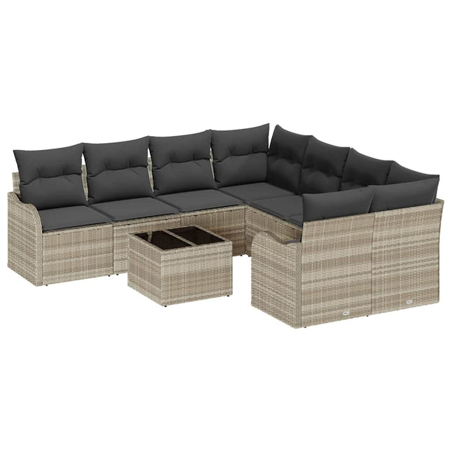 Havesofa Sæt med pude med opbevaring 9 pcs Lysegrå og mørkegrå