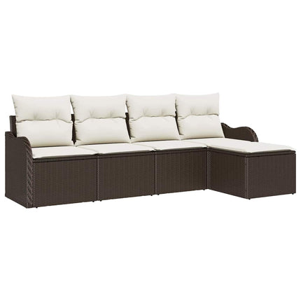 Havesofa Sæt 5 stk. Brun polyrattan