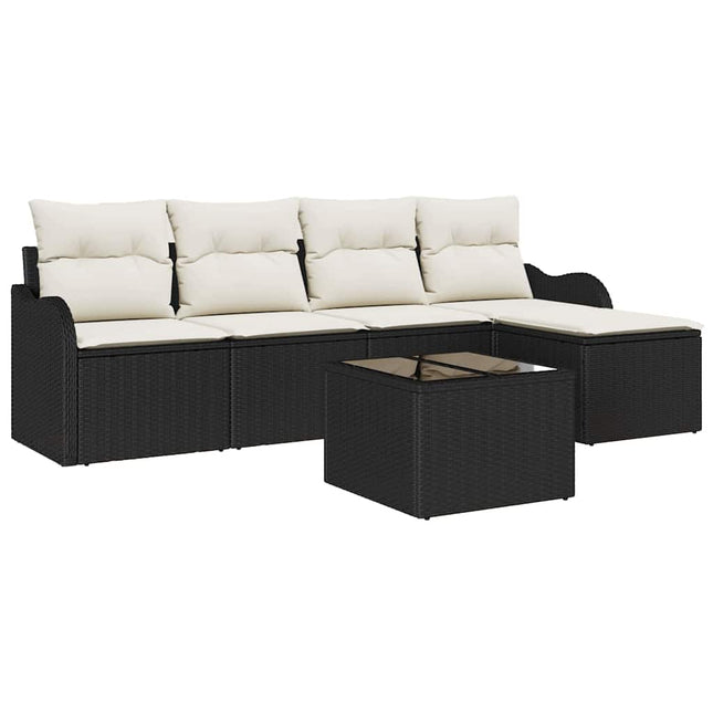 Havesofa Sæt med opbevaring 6 pcs Brun polyrattan