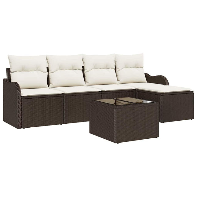 Havesofa Sæt med opbevaring 6 pcs Grå polyrattan