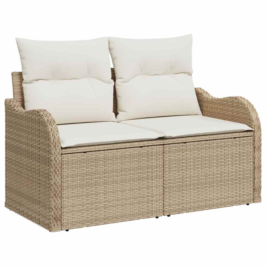 Havesofa Sæt med pude med opbevaring 6 pcs Brun Poly rattan