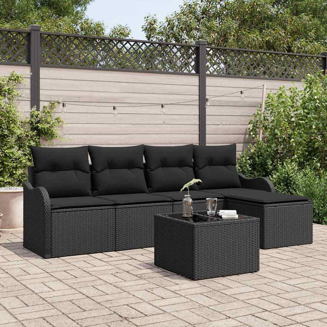 Havesofa Sæt med pude med opbevaring 6 pcs Beige Poly rattan