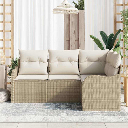 Havesofa Sæt 4 stk. Beige polyrattan