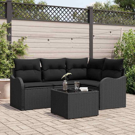 Havesofa Sæt med opbevaring 5 pcs Beige polyrattan