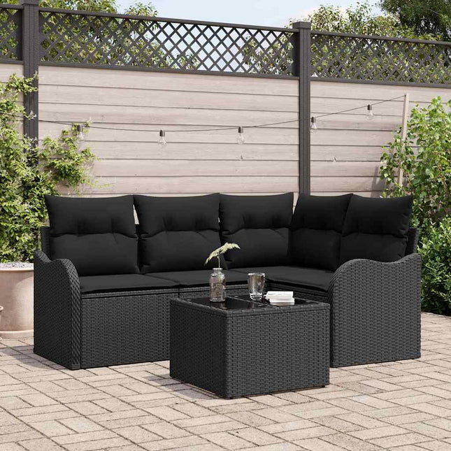 Havesofa Sæt med opbevaring 5 pcs Beige polyrattan