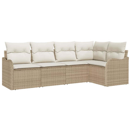 Havesofa Sæt 5 stk. Beige polyrattan