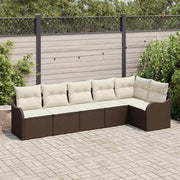 Havesofa Sæt med opbevaring 6 pcs Brun polyrattan