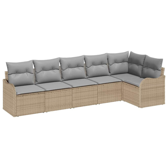 Havesofa Sæt med opbevaring 6 pcs Beige polyrattan