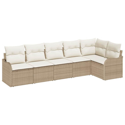 Havesofa Sæt 6 stk. Beige polyrattan