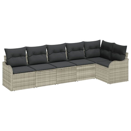 Havesofa Sæt 6 stk. Lysegrå polyrattan