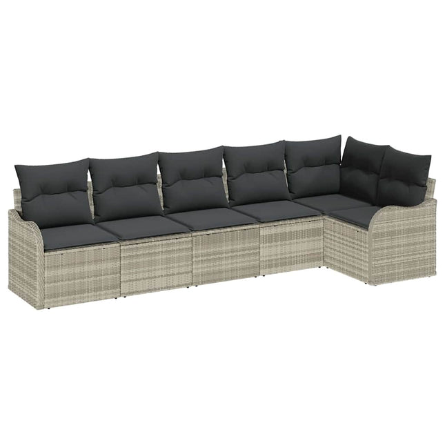 Havesofa Sæt med opbevaring 6 pcs Lysegrå polyrattan