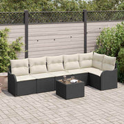 Havesofa Sæt med pude med opbevaring 7 pcs Brun Poly rattan