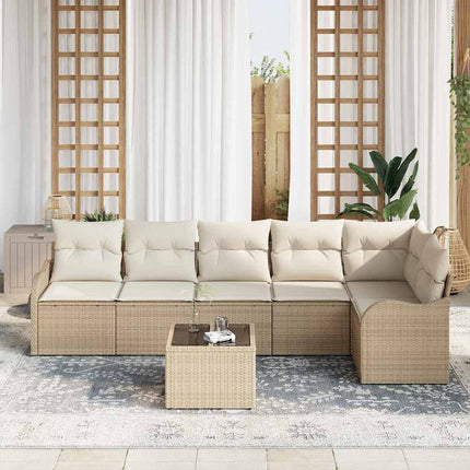 Havesofa Sæt 7 stk. Brun polyrattan