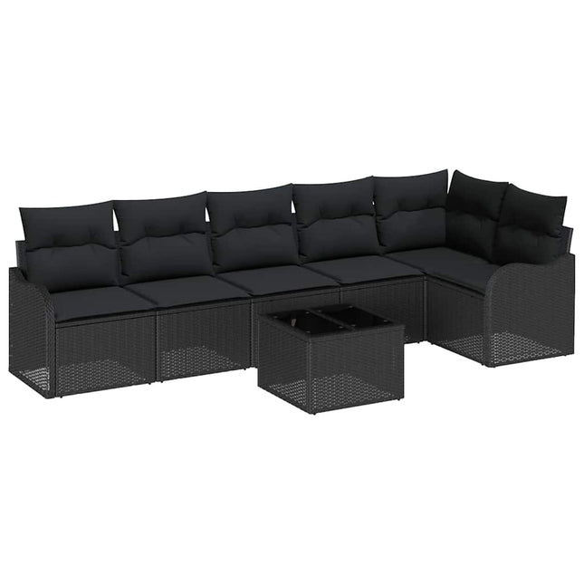 Havesofa Sæt med pude med opbevaring 7 pcs Beige Poly rattan